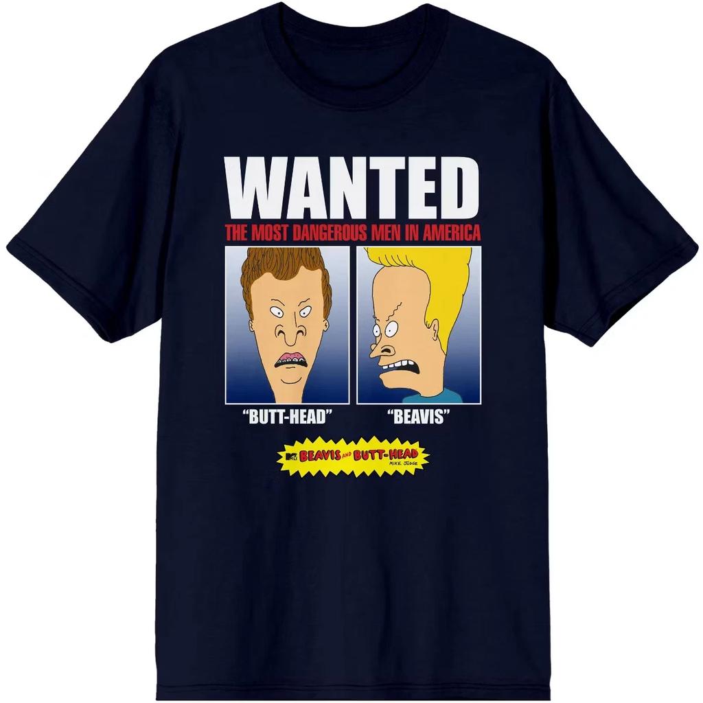 Beavis and Butthead Wanted Poster MTV Cartoon Graphic Tee Shirt, S-5XL