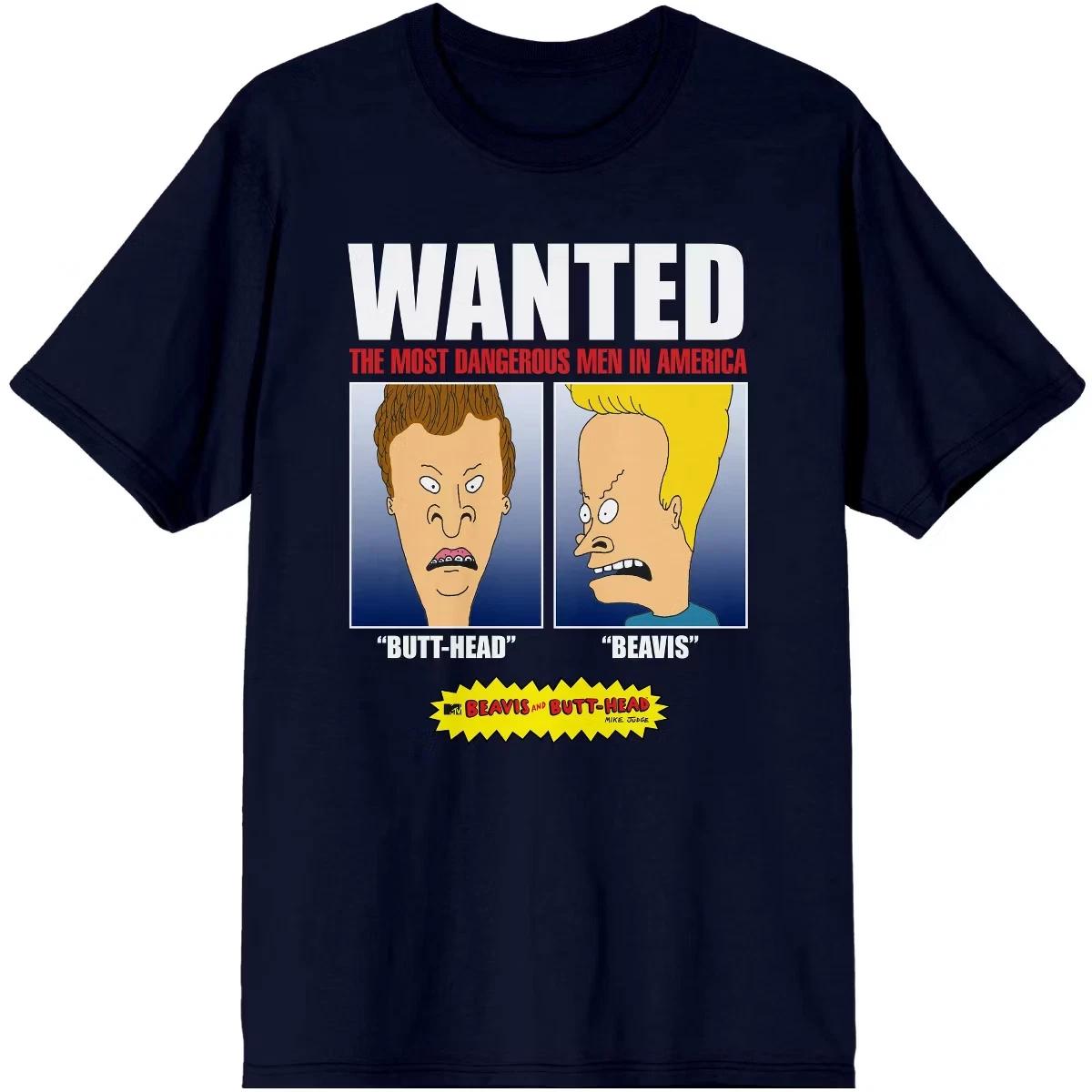 

Beavis and Butthead Wanted Poster MTV Cartoon Graphic Tee Shirt, S-5XL 2XL