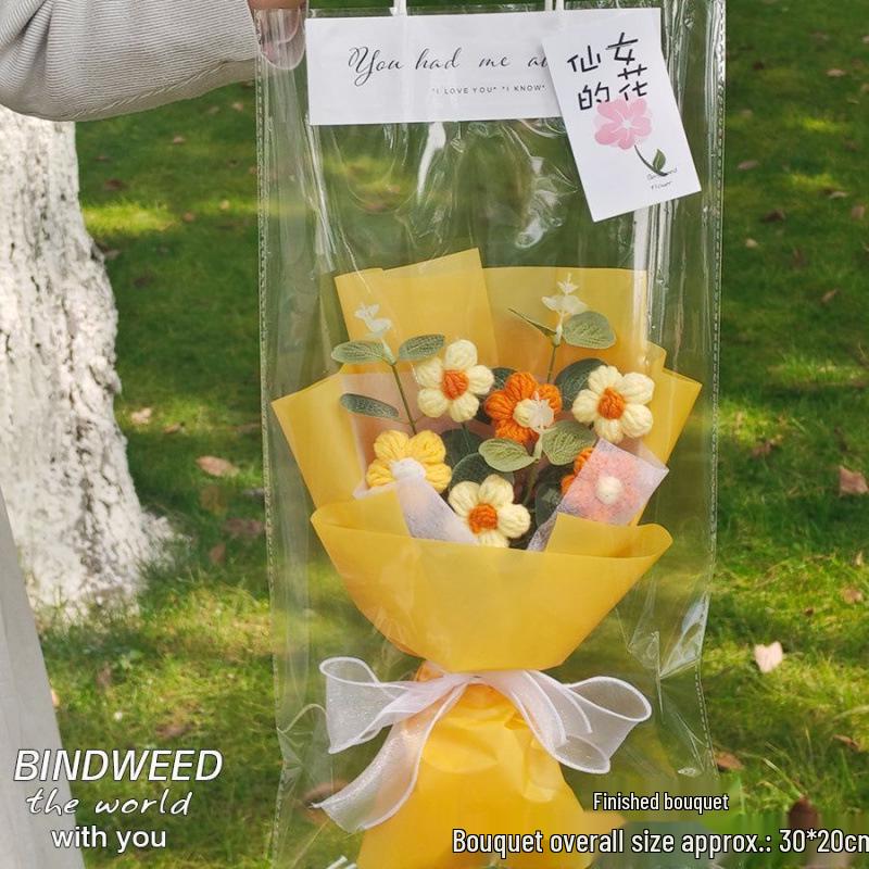 Handmade Knitted Rose & Sunflower Crochet Bouquet - Festival Gift