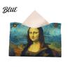 Household Storage Bag Leather Tissue Box Cover Foldable Desktop Organizer Oil Painting Style Napkin Holder Case Reusable Facial Paper Organizer