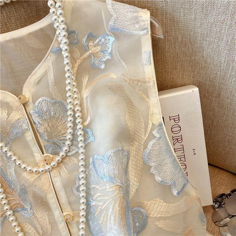 Summer Thin Embroidery New Vest with Vest and Female Vest Versatile