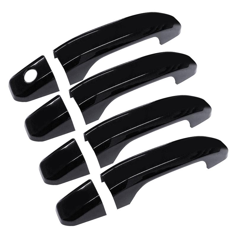 1 Set Door Handle Cover Trim Fit for GMC Sierra 1500 2500 3500 HD 2014 2015 2016 2017 2018 Glossy Black ABS