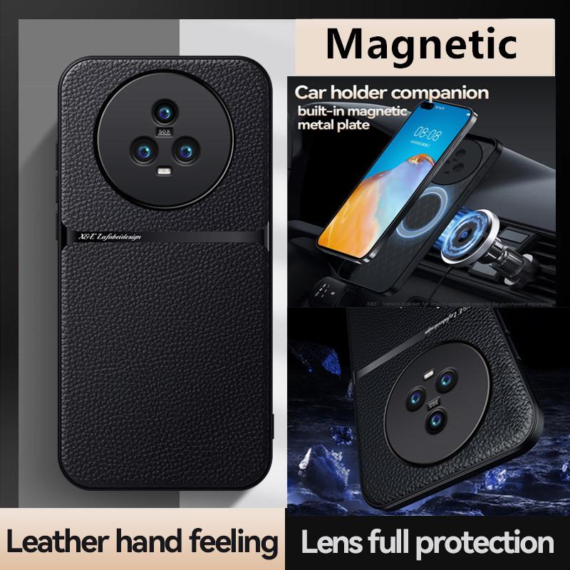Pro pouzdro Honor Magic5 Pro 5G Luxusní pouzdra na telefon s magnetem a texturou kůže pro Honar Honer Magic5pro Magic 5 Pro 5pro 5G Zadní kryt