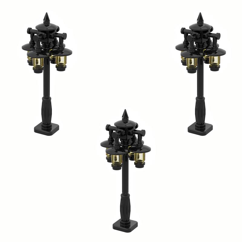MOC Steine Mittelalter Alchemie Raum Küche Zauberer Trank Bausteine Teufelsquelle Schloss Straßenlaterne Hexen Figuren Szene Schädel