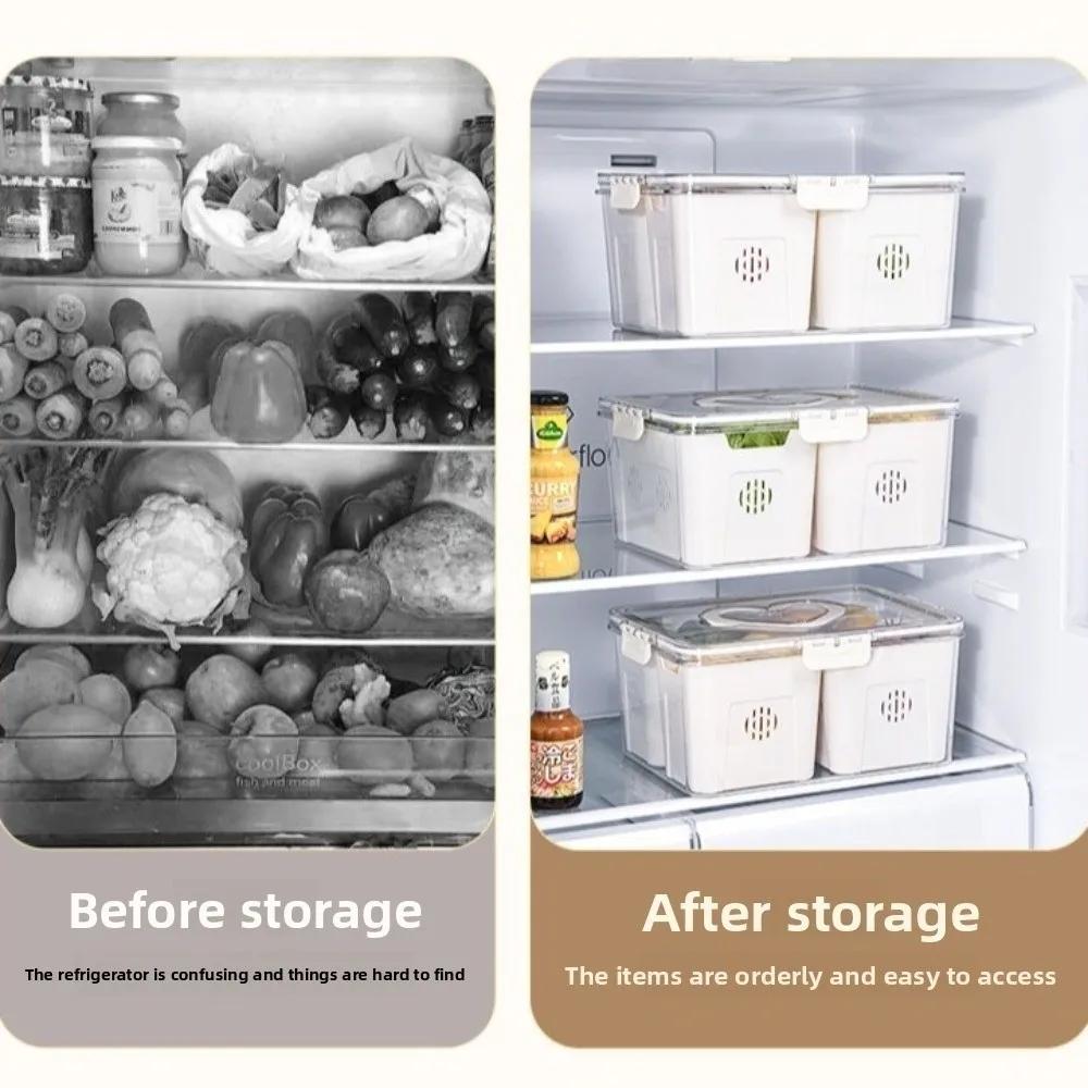 2/3/4/8 grids Kitchen Refrigerator Storage Box Sealed Large capacity Refrigerated Vegetable Fresh-keeping Box
