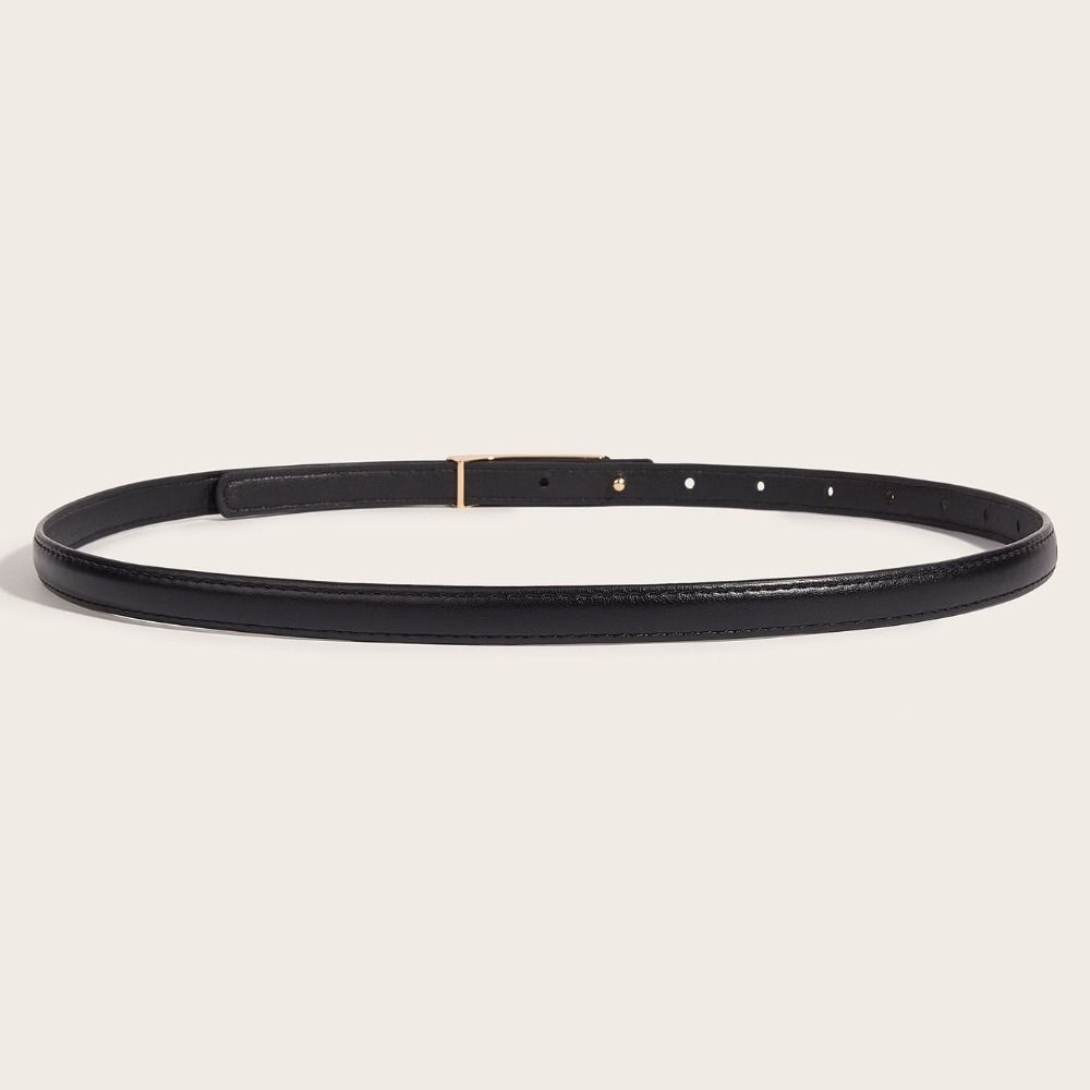 Versatile Leather Belt Thin Trendy Waistband Fashion Metal Slide Buckle Belt