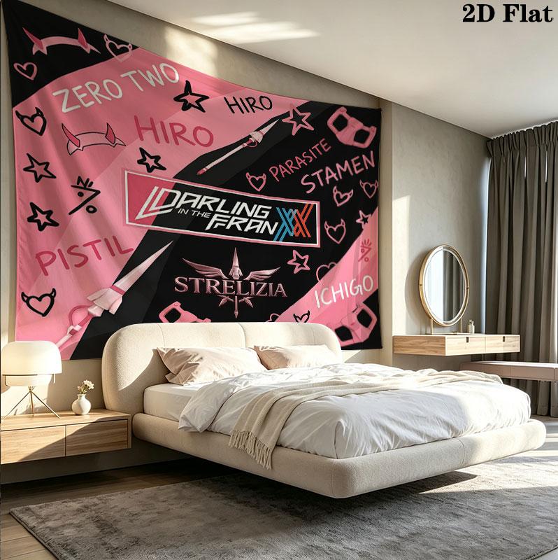 Franxx Wall Tapestry Aesthetic Wall Hanging Printed Fabric Blanket Decorative Tapestries For Bedroom Living Room Home Decor