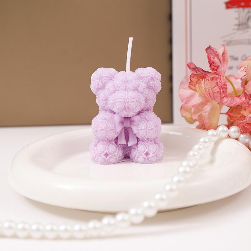 Handmade Rose Bear Scented Candle: Creative Valentine's Day or Girl's Birthday Gift, Perfect for Bedroom Decoration.