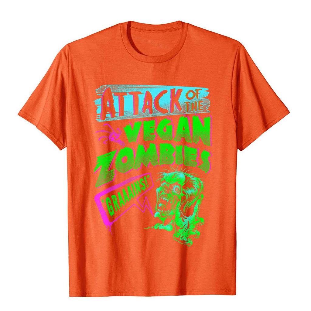 Attack Of The Vegan Zombies Vegetarian Halloween TShirt Cotton Unisex Top TShirts Custom Tops Tees Camisa