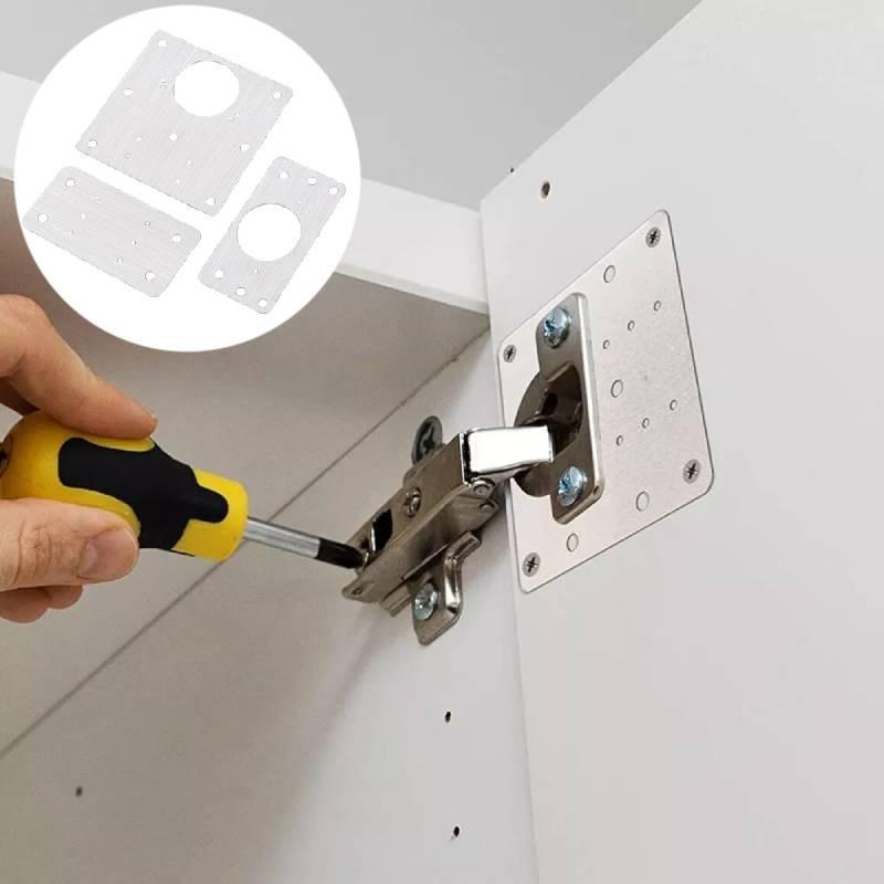 Cupboard Door Kitchen Hinge Repair Kit Plate Fixing Screws Cabinet Durable Tool