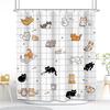 Cute Animals Bathing Cats Dogs Cartoon Shower Curtain Bath Head Bathtub Pattern Kids Child Bathroom Decor Polyester Bath Curtain