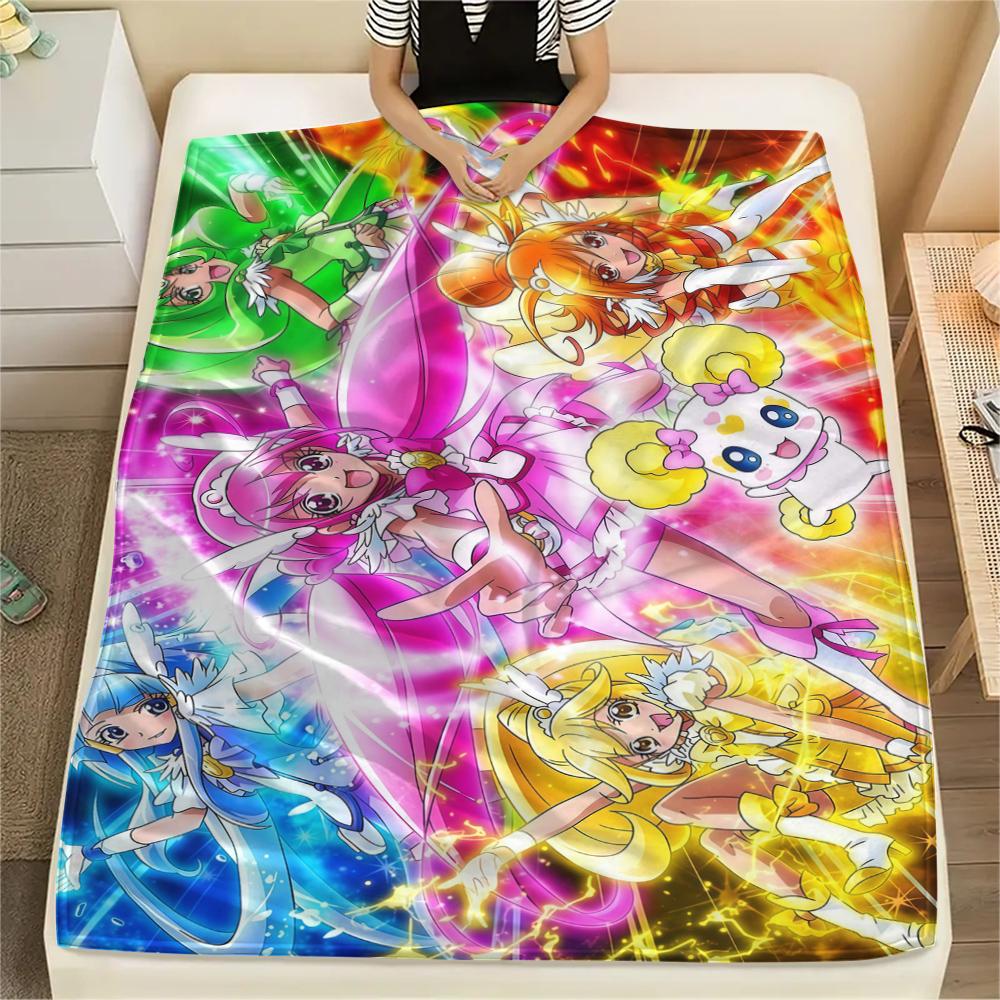 Pretty Cure Soft Flannel Blanket, Print for Bedrooms Sofas Beds, Suitable for Travel Picnic Chair -HE58