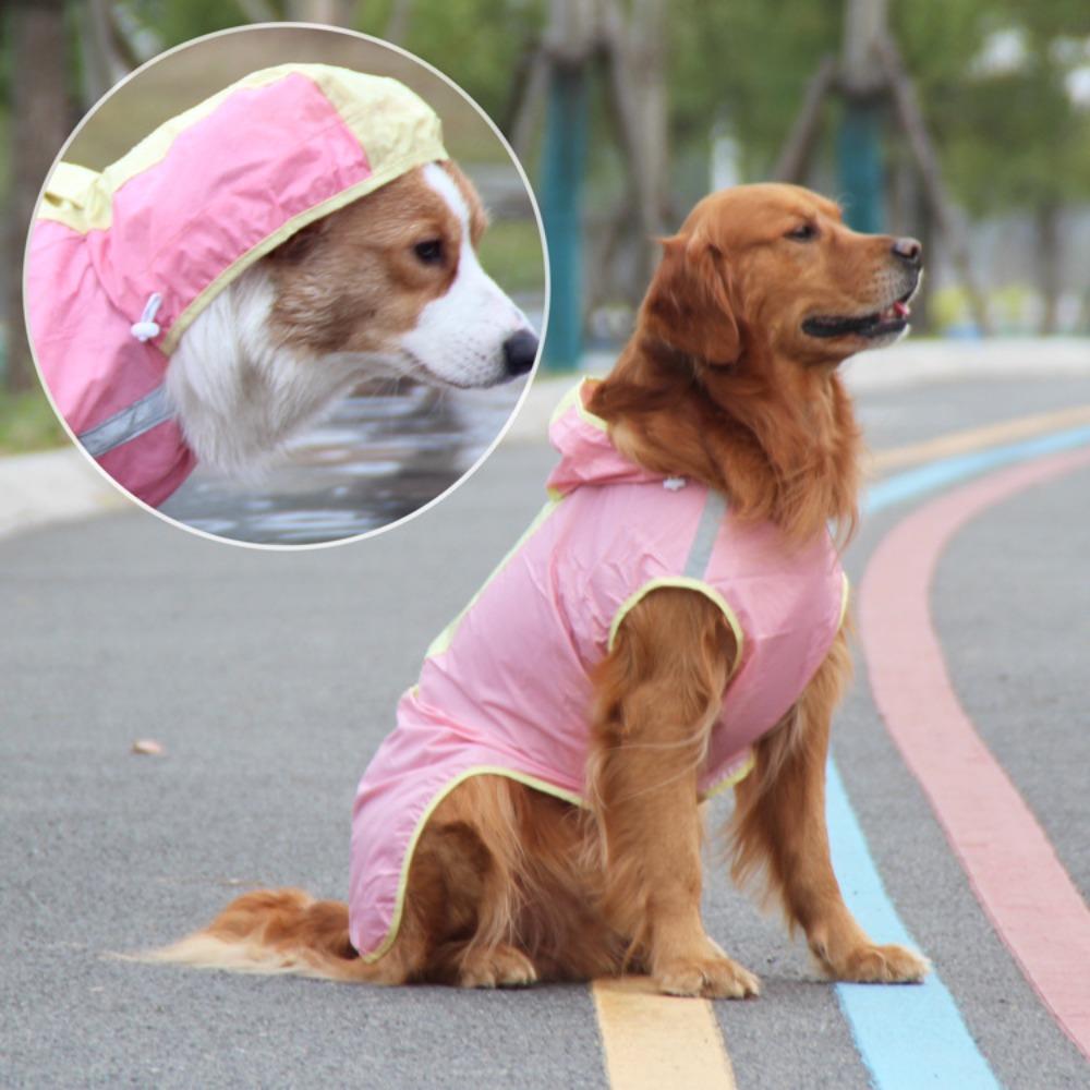 Large dog poncho reflective color matching pet raincoat golden retriever dog jacket spring and summer