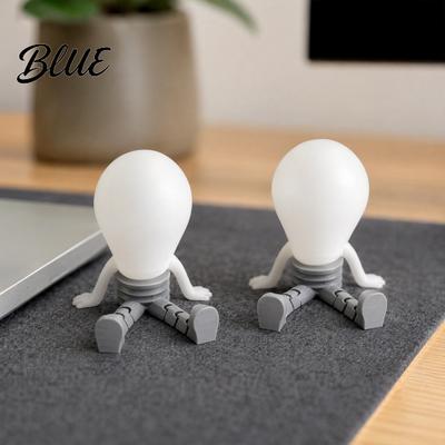 Creative Desktop Ornament 3D Printed Articulated LED Glow-in-the-Dark Action Figure, Posable Light Bulb Head Night with Printing Movable Joints, Desk