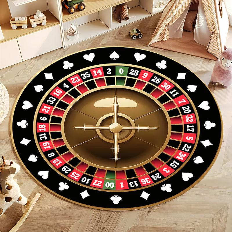 Roulette-Themen-Rundteppich für Spielzimmer, runder Teppich für Zuhause, Sofa, Schlafzimmer, Geschenk