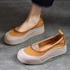 Johnature Loafers Valódi bőr vastag talpú felcsúsztatható cipők kerek orrú sekély női lapos cipők