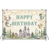 Mocsicka Happy Birthday Photography Backdrop Baby Dragon Moon Star Cloud Magic Medieval Castle Toddler Boys Portrait Backgrounds