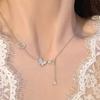 S925 Sterling Silver Diamond Butterfly Tassel Necklace Women's Cold Wind Fashionable Luxury Niche Collarbone Chain Accessories