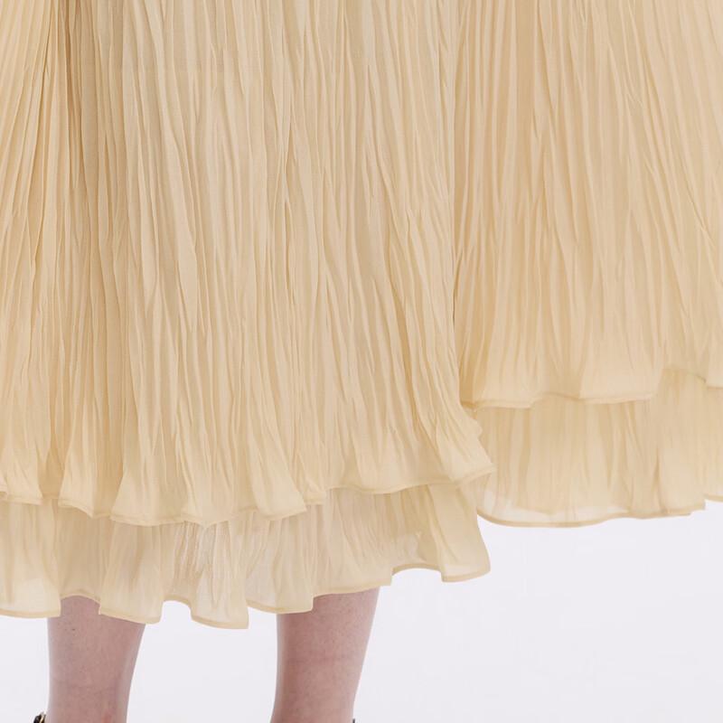 Langzi Retro Double-Layer A-Line High-Waist Long Skirt