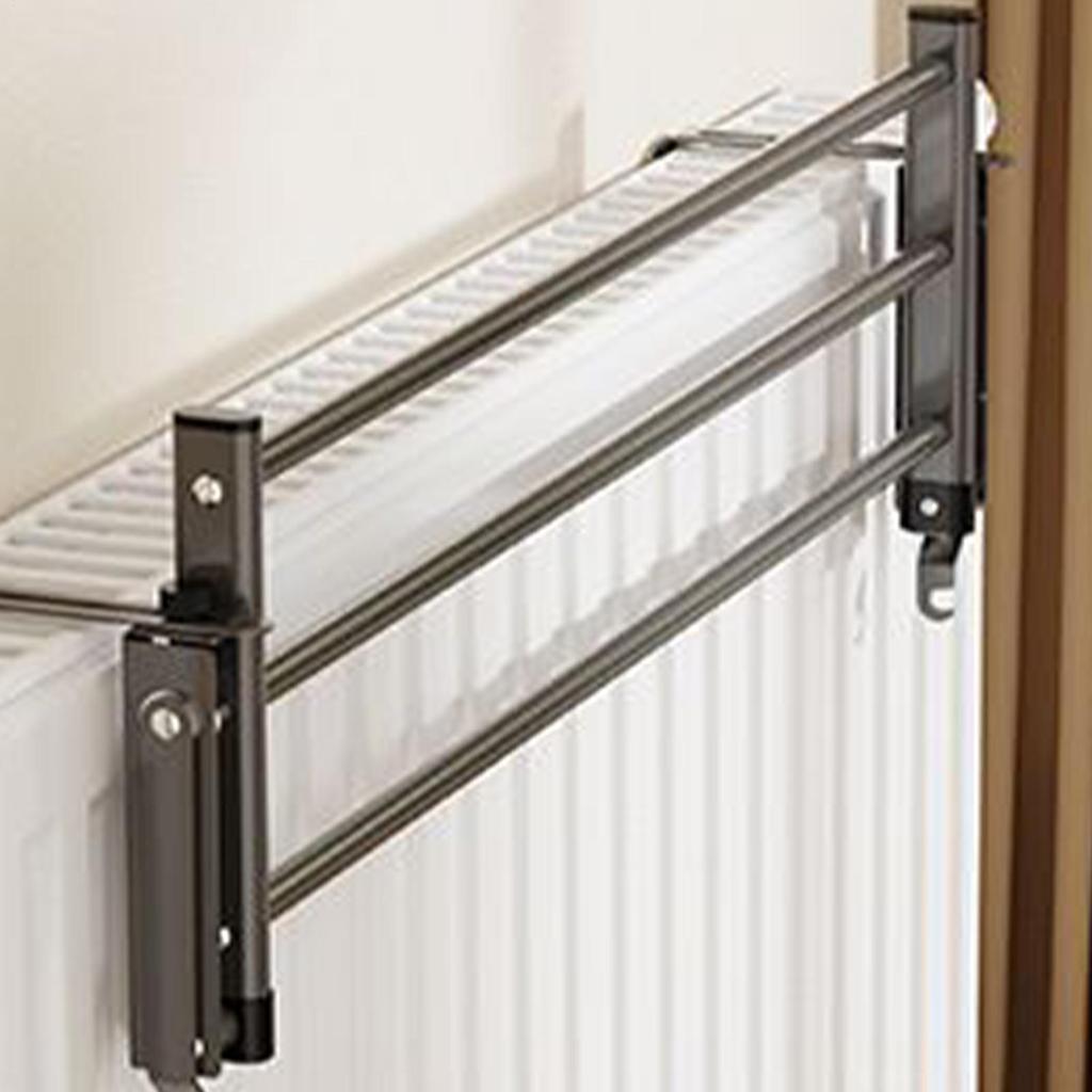 Wall-Mounted Radiator Rack Pull-Out Clothes Drying Shelves & Rods Space-Saving for Winter Garments Heavy-Duty