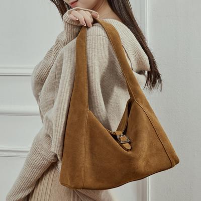 New Genuine Leather Retro High-End Matte Leather Feel Underarm Bag for Women Large Capacity Shoulder Bag Casual Tote Bag