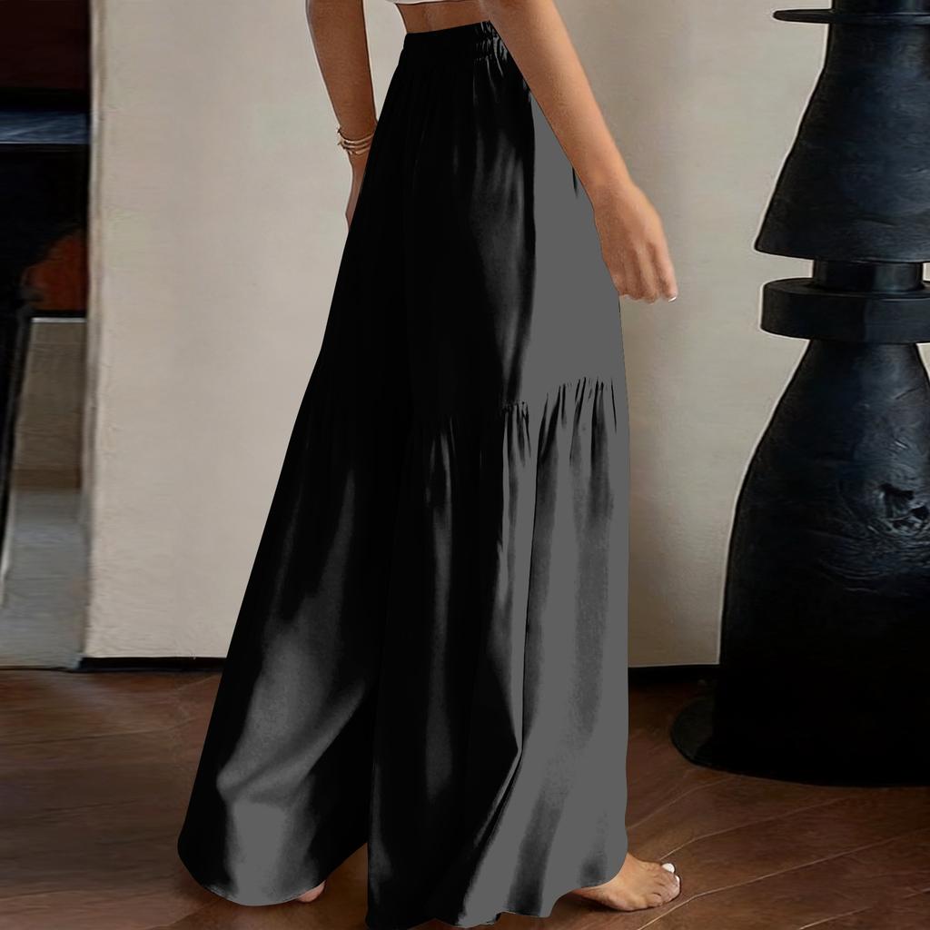 Women High Waist Wide Leg Pants Loose Fit Lightweight Flowy Palazzo Trousers Casual Solid Color Long Pants for Daily Wear