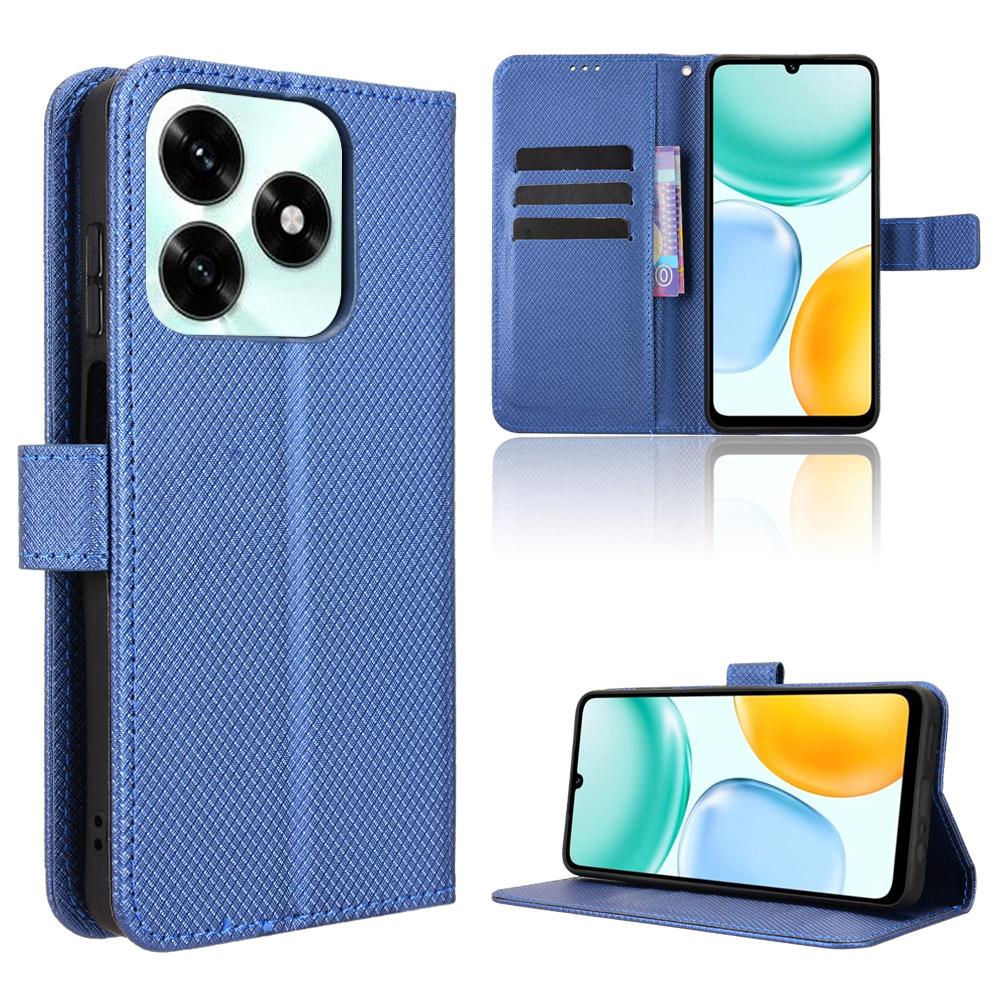 

For Honor X5c Plus 4G Leather Wallet Case with Strap Diamond Texture Phone Cover