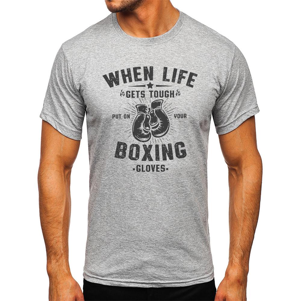 Herren Box-Fitnessstudio Bedrucktes Vintage T-Shirt Sport 100% Baumwolle Klassische T-Shirts für Männer Frauen Sportbekleidung Oberteile