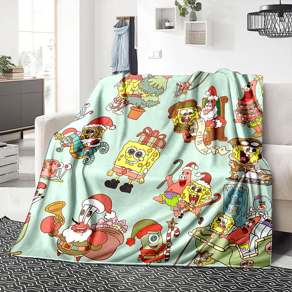 Christmas Spongebob Party Blanket Soft Throw Blanket For Home Bedroom Bed Sofa Travel Office Solid Christmas Blanket