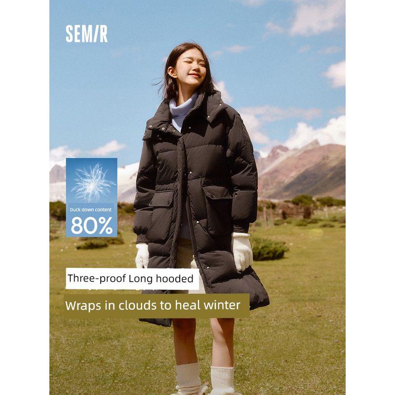 

Пуховик Senma Женский Длинный Трехзащитный Ветрозащитный Теплый На все случаи жизни 2024 Новое поступление Зимнее Свободное Пальто с капюшоном Минималистичный Black (gray duck down) 90001 165/88A/L