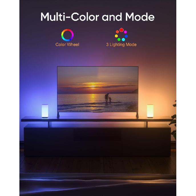 Bedside Table Lamp Touch & Remote 3 Modes & 256 RGB Colors, Touch Night Light for Kids with Warm White Lights Dimmable, Nursery Night Light Timer for