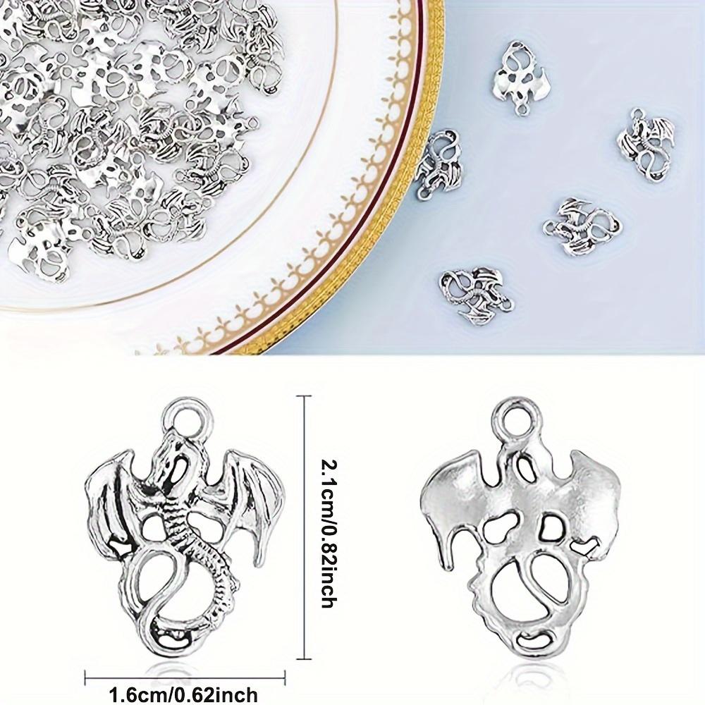 10/20/40pcs Creative Flying Dragon Shape Ancient Silver Ancient Blue Dragon Shape Pendant Alloy Pendant Versatile Personalized Animal Accessories