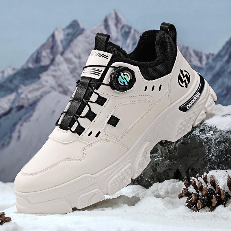 

Men s Winter Velvet Lace-Up Height-Enhancing Outdoor Cotton Shoes 42 бежевый