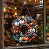 Durable Halloween Porch Decoration Pumpkin Pendant with Hanging Chain Waterproof Acrylic Welcome Front Door Sign for Window Wall Indoor Outdoor