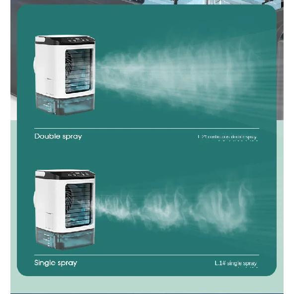 Desktop Air Conditioner Portable Fan Dual Spray Ultrasonic Atomization 3-Speed Mute Air Cooler Night Light Electric Fan for Home