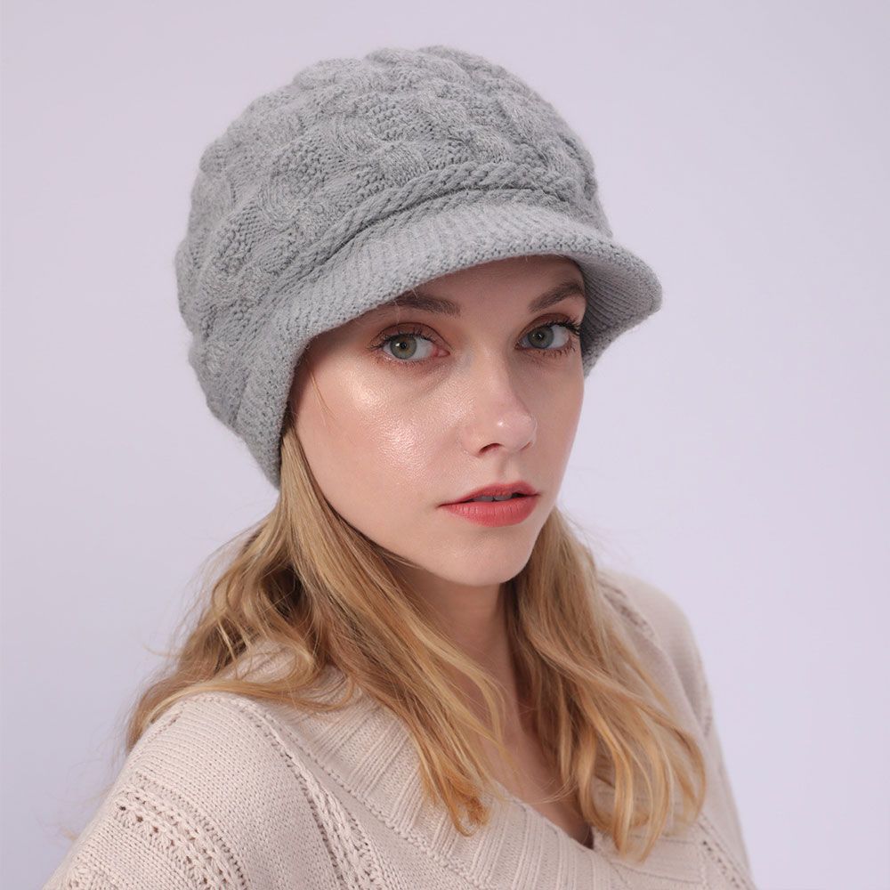 Casual Rabbit Hair Warm Knitted Beret Hat Beanie Cap Peaked Hat