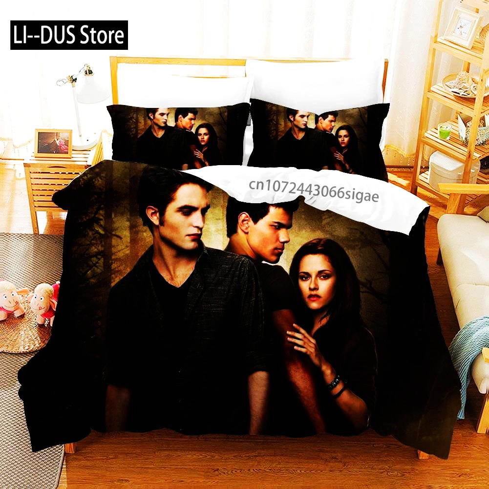 Twilight Series Duvet Cover Set And Pillowcases Vampire Hot Movies Single King Full Fashion 3D Bedding Set For Adults Bed Linen