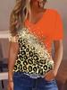 Women's T-Shirt Leopard 3D Printed V-Neck Short Sleeve Slim Casual Daily Top Y2k Clothes Outdoor Streetwear Loose Tee Female Top