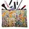 Floral Travel Cosmetic Bag (2D Flat Non-Embroidery) Fashionable Style Zipper Cosmetic Storage Bag, Portable Multi-Function Case