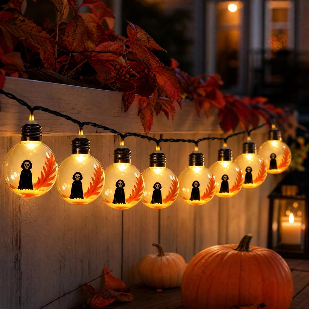 Halloween String Lights with Witch Bulb Shape for Indoor Outdoor Party