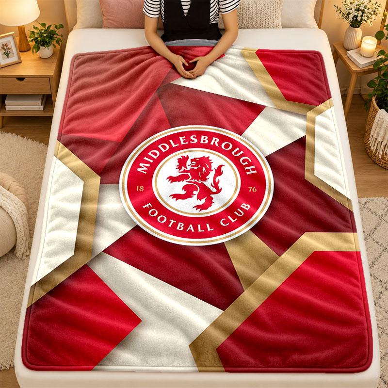 Flannel BlanketMiddlesbrough FC Warm Soft Throw Blanket for Indoor Sofa Bed Living Room Use