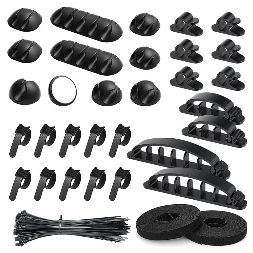 Diamond Grade Cable Management Organizer Kit,126Pcs,Cable Sleeve,Self Adhesive Bracket, Cable Clip