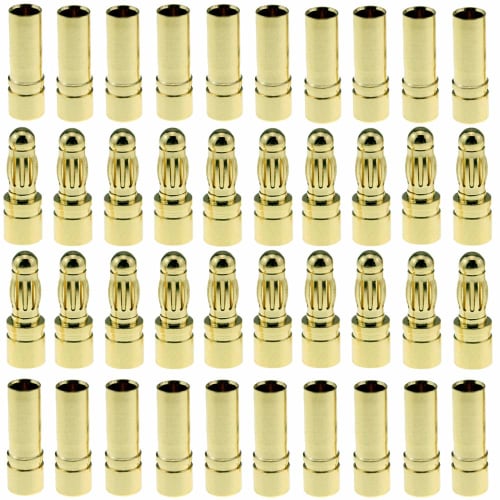 Bbrand LinsyRC 20 Pairs Gold Plated 3.5mm Banana Plug Bullet Male to Female Connector Adapter for RC Airplanes, Cars, Boats, Drones, ESCs, and Motors