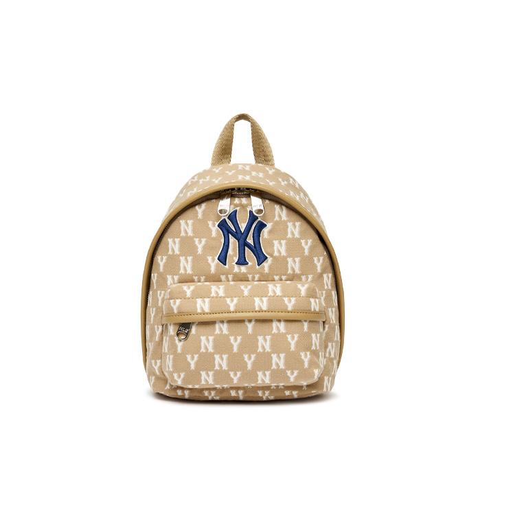 

New MLB Monogram Collection Cotton Backpack Mini Women s Khaki Brown 3ABKS012N-50BGD 17.0*8.4*22.1CM