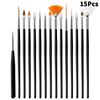 15Pcs Nail Art Pen Brushes Set Multifunctional Line Stripes Carving Brush Diy Drawing Pen Uv Gel Brushes Painting Manicure Tool