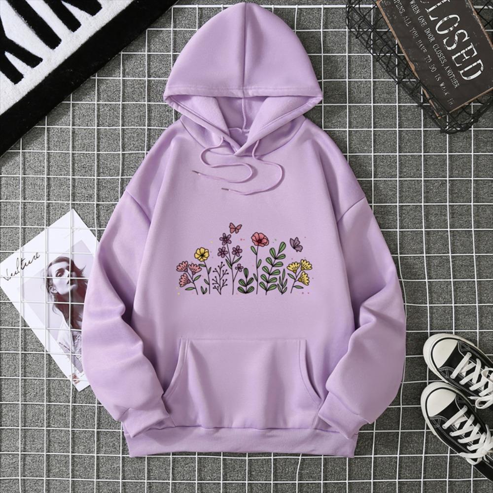

Rose Butterfly Letter Pattern Printed Women s Sportswear Fashionable and Warm Hooded Loose Casual Hooded Sweatshirt Soft Clothing XXXL
