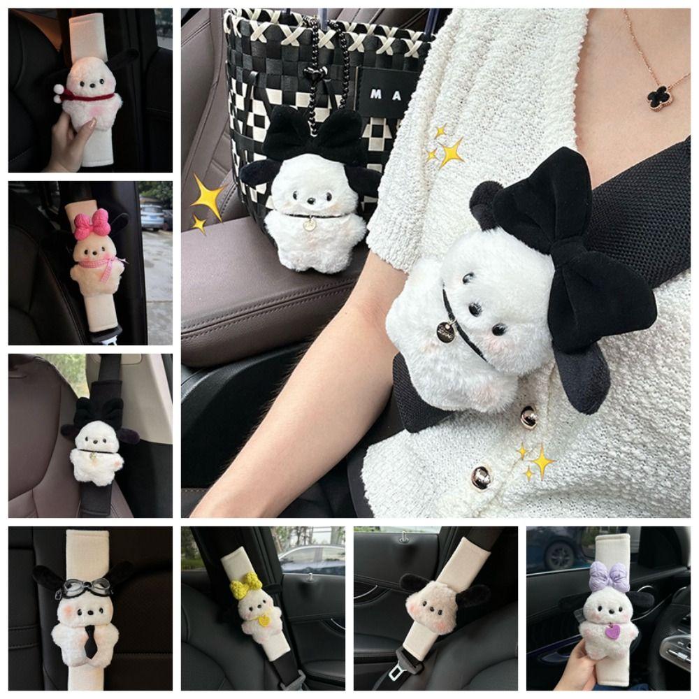 

Puppy Cartoon Soft Car Seat Belt Cover Anime Pochacco Plush Safety Belt Cover Shoulder Protection