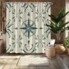 Nautical Compass Shower Curtain, Ocean Navigation Theme, Fade-Resistant Polyester,  Coastal Bath Decor