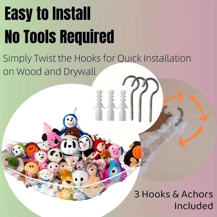 Spacious Soft Toy Hammock - Corner Storage Net for Plush Animals (Available In 4 Colors) - Sturdy Hanging Organizer