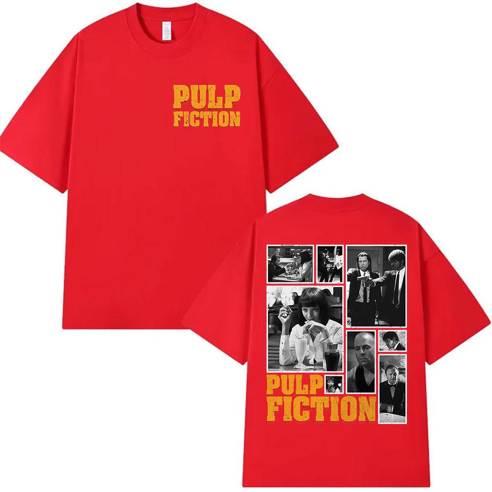 Classic Movie Pulp Fiction Graphic T Shirt Men Women Vintage High Quality Cotton Tshirts Harajuku Oversized Tshirt Streetwear